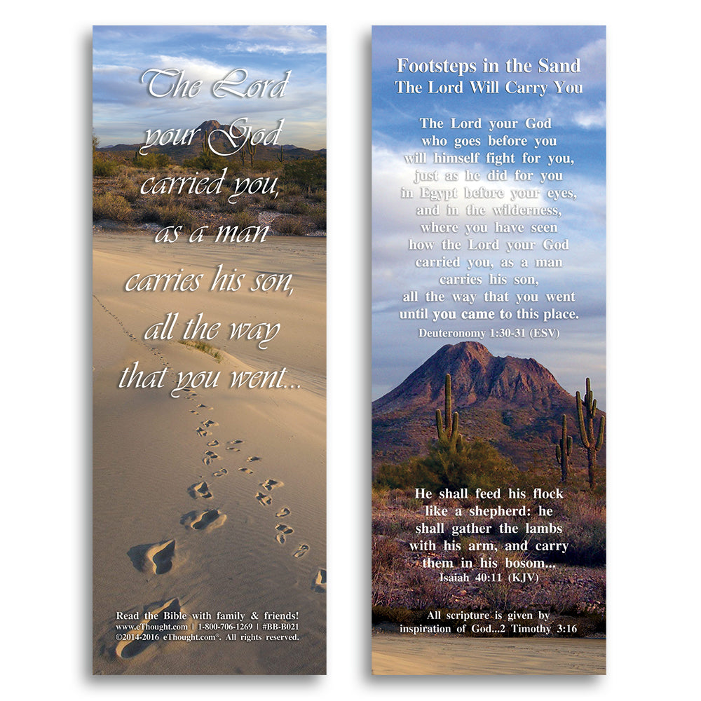 Footsteps In The Sand, The Lord Will Carry You-Pack of 25 Cards - 2
