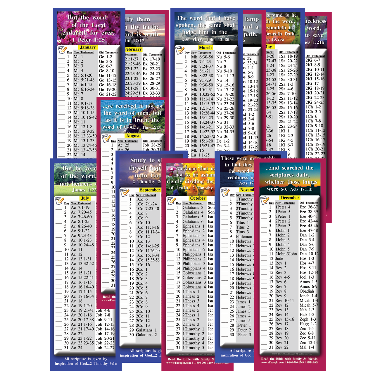 
                  
                    Daily Bible Reading Schedule By Month - Four Sets (24 Cards Total)
                  
                