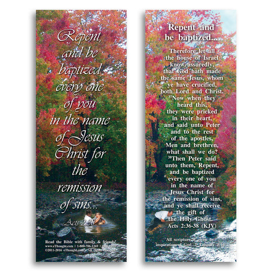 Repent and Be Baptized - Pack of 25 Cards - 2x6