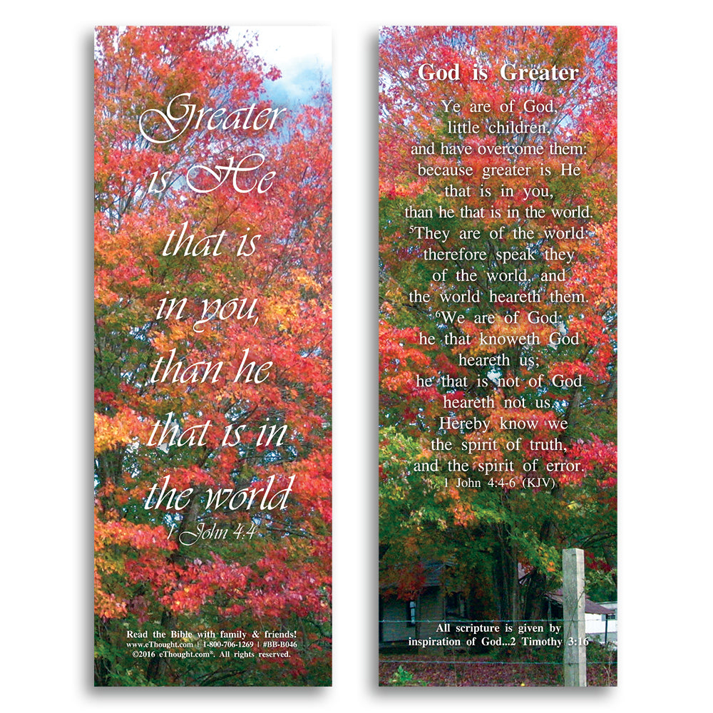 
                  
                    God is Greater - Pack of 25 Bible Bookmarks - 2x6 - eThought, Double-Sided with Key Messages from 1 John 4:4-6, Inspirational Power and Truth Thoughts for Study, Reflection, and Gifts
                  
                