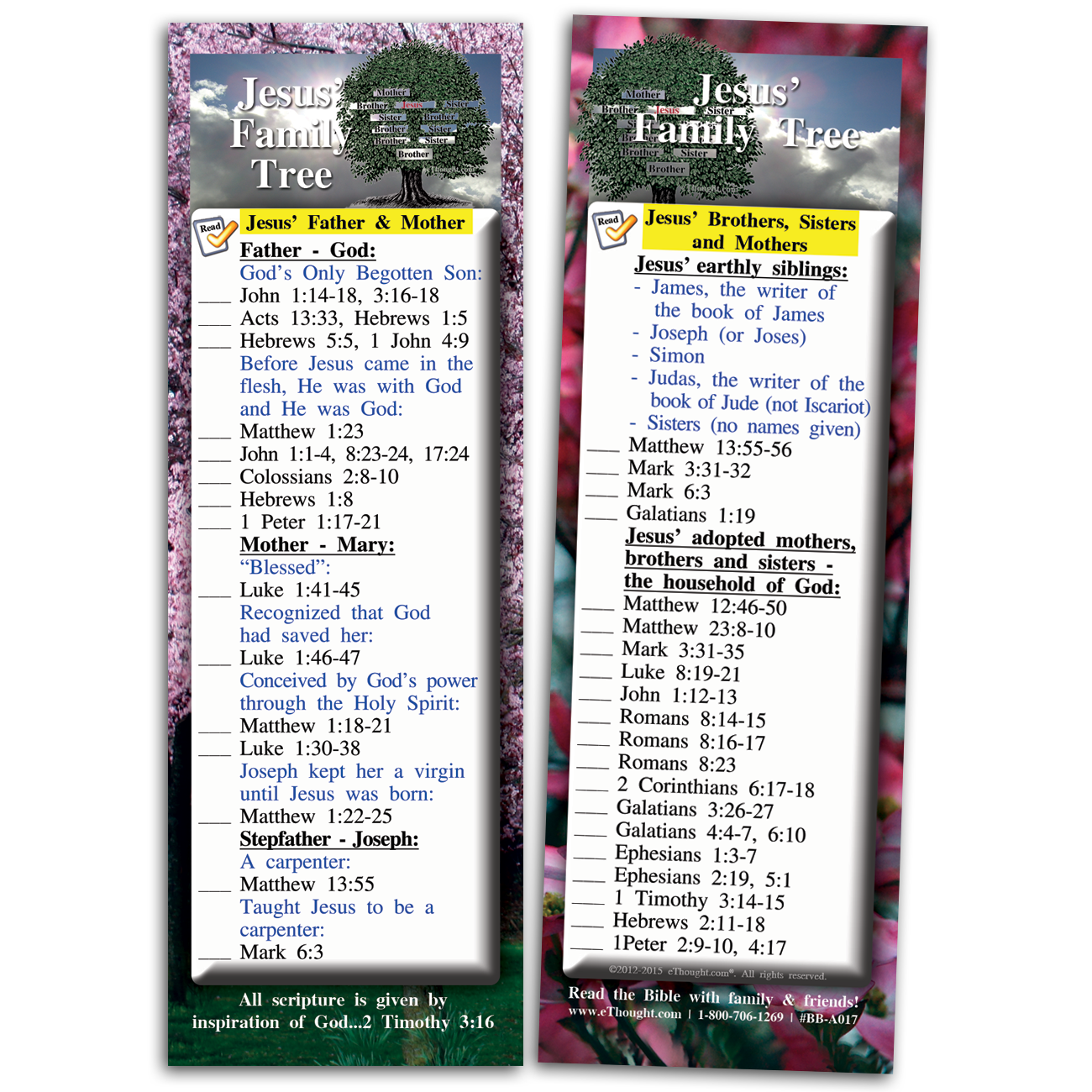 Jesus' Family Tree - Pack of 25 Bible Bookmarks - eThought, Double-Sid